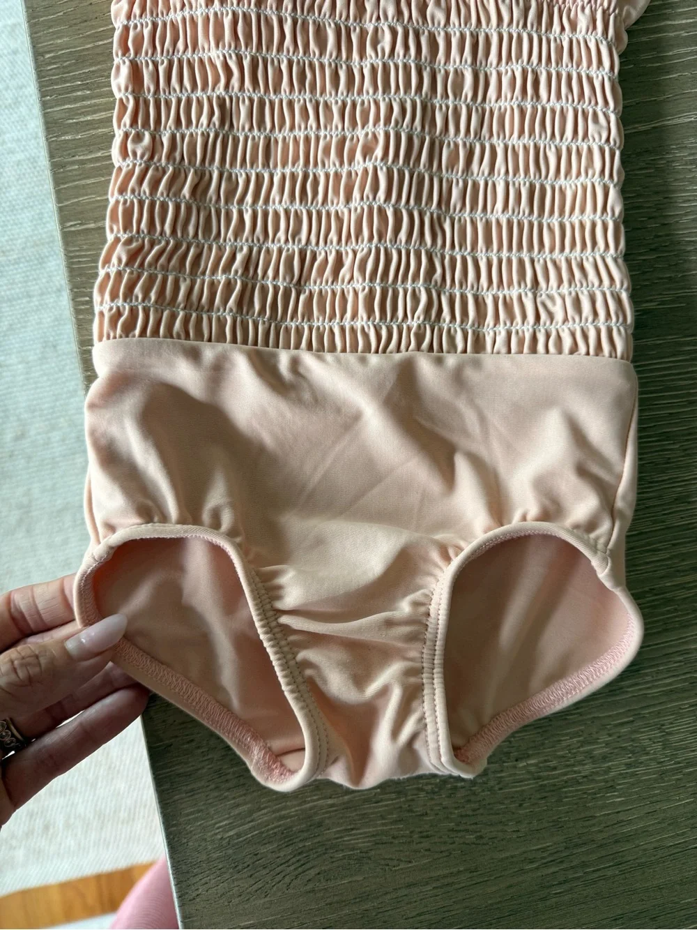 Minnow Smocked Tie-Shoulder One-Piece Swimsuit — Blush Pink